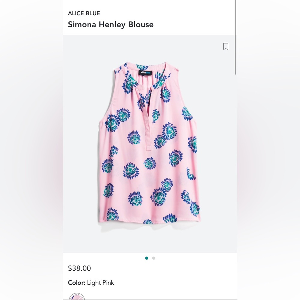 Stitch Fix Alice Blue Simona Henley Blouse in Pink Small Sleeveless